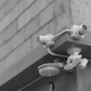 Security cameras in black and white